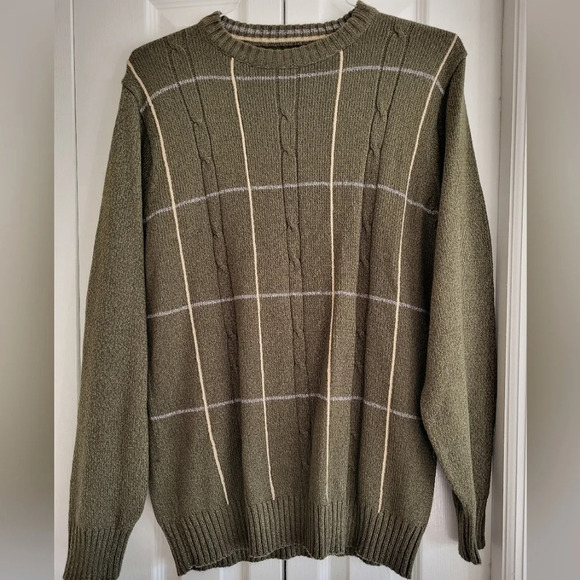 Basic Editions Olive Green Men's Sweater Medium Excellent Condition like New - Picture 1 of 5